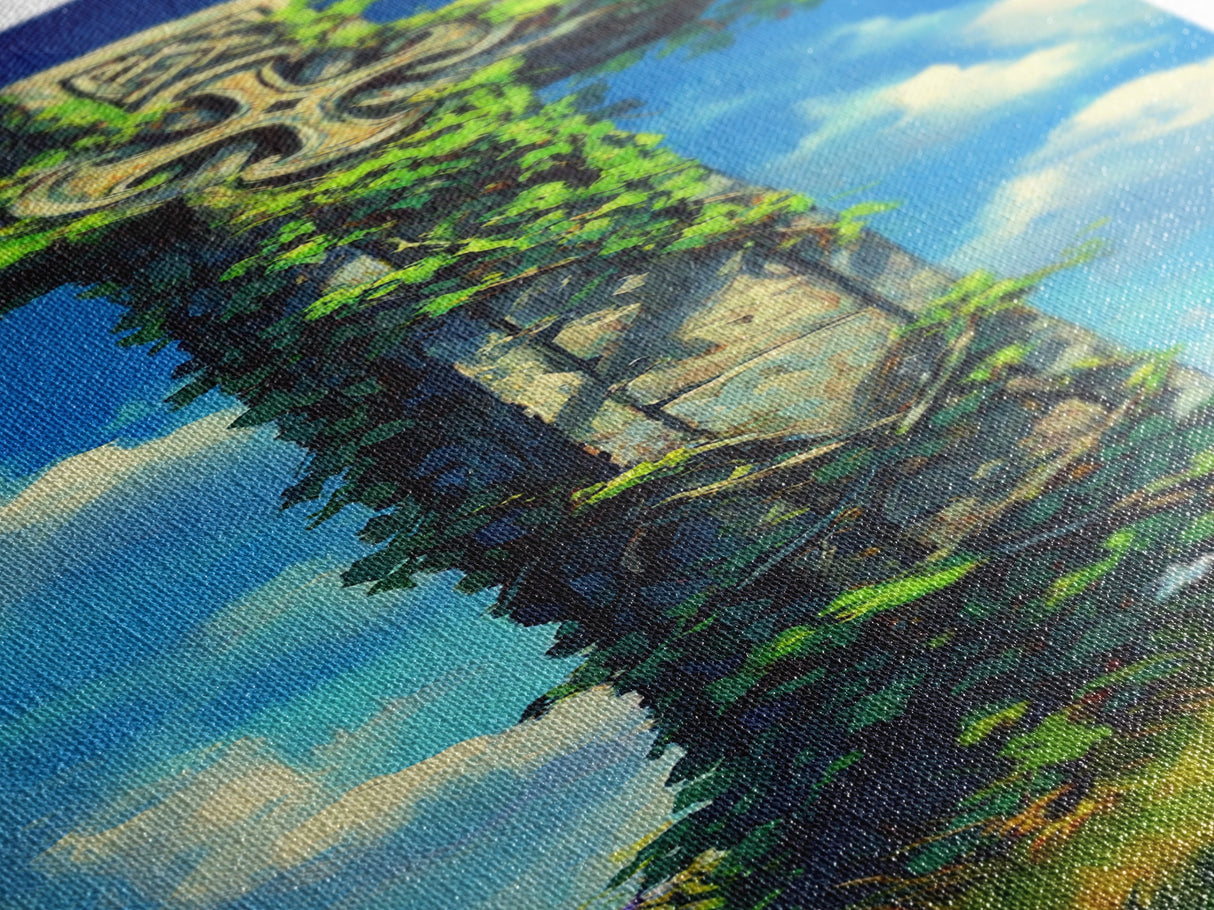 Oil Painting Print of a Celtic Cross, Irish Wall Art, Tall Narrow Art, Skinny Art, Wall Art For Small Spaces, Small Art, Ireland Art, Celtic Cross Art