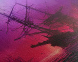 Outrun Style Ghost Ship, Abandoned Pirate Ship, ready to hang canvas print, framed art, cool unique wall decor