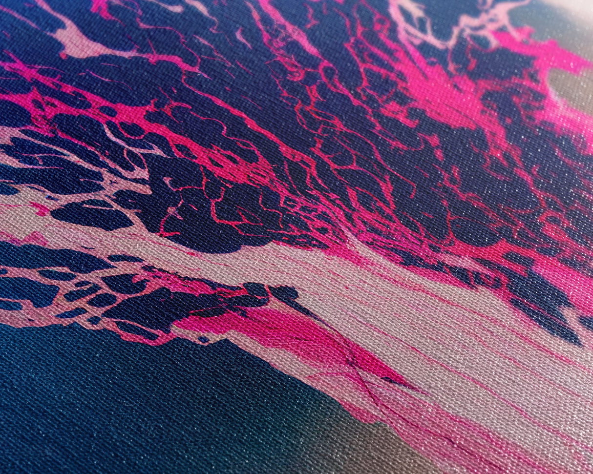 Neon Pink Explosion, Trippy Psychedelic Art, Ready To Hang Canvas Print, Framed Canvas Wall Art