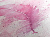 Pink Feather Artwork Framed Canvas Print, Vertical Whimsical Art Light Pink Decor, Boho Minimalist Gift Bedroom and Dorm Wall Art