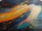 Abstract Angel Framed Canvas Print with Vibrant Colors, Phoenix Metal Art, Long Narrow Wall Art, Living Room Art, Vertical Wall Art