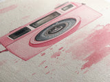 Retro Pink Camera Canvas Print Whimsical Wall Art Photography Lover Gift Living Room Art Vertical Pink Abstract Minimalist