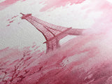 Eiffel Tower Painting Framed Canvas Print Romantic Parisian Wall Art Light Pink Decor Vertical Artwork Whimsical Home Accent Art