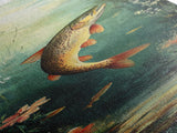 Underwater Trout Scene Canvas Print Rustic Wall Art Fly Fishing Art Wildflower Painting Skinny Art Vertical Rustic Decor