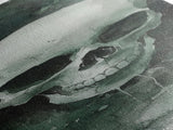Minimalist Skull Canvas Print in Dark Green Tones, Wabi Sabi Art with Rustic Decor Style, Perfect for Unique Wall Art Accent