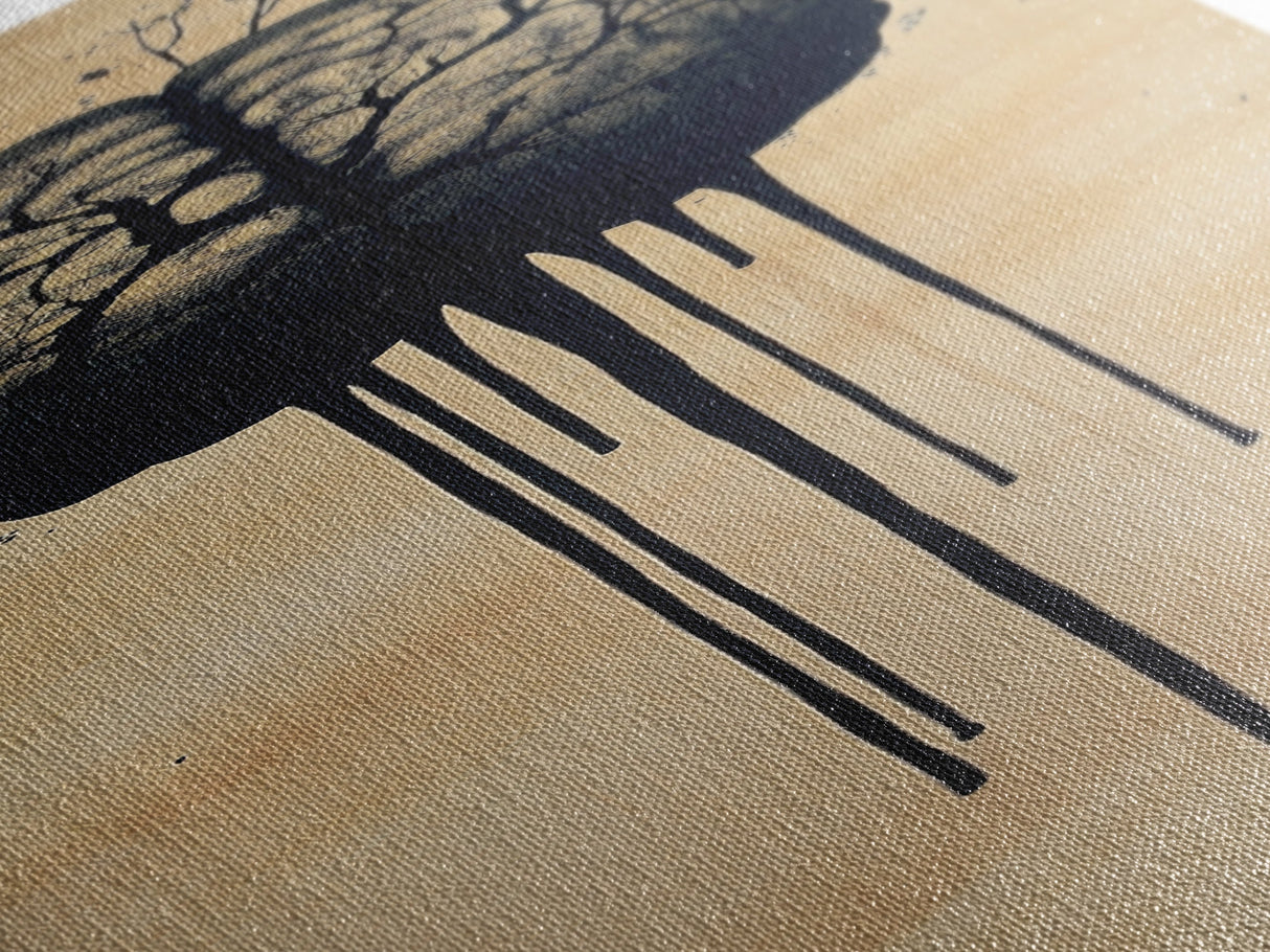 Framed Canvas Print Brain Art, Science Inspired Minimalist Wall Art, Moody Therapy Artwork, Gift Idea for Living Room or Office