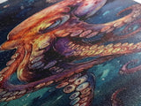 Mesmerizing Octopus Art Framed Canvas Print Vibrant Underwater Decor Nautical Wall Art Whimsical Sea Creature Marine Life Artwork