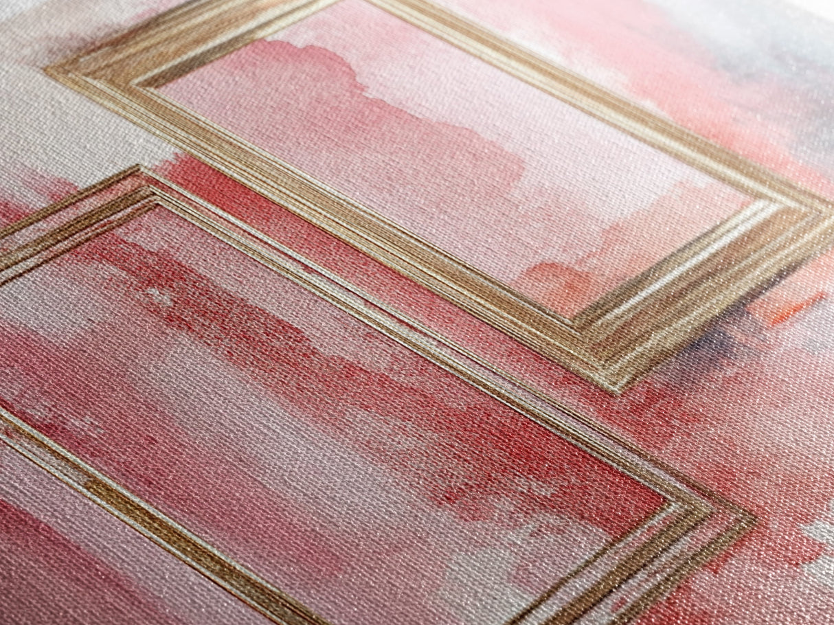 Gold Frame Abstract Framed Canvas Print Featuring Pink Abstract Art and Whimsical Art Light Pink Wall Art Minimalist Rustic Decor