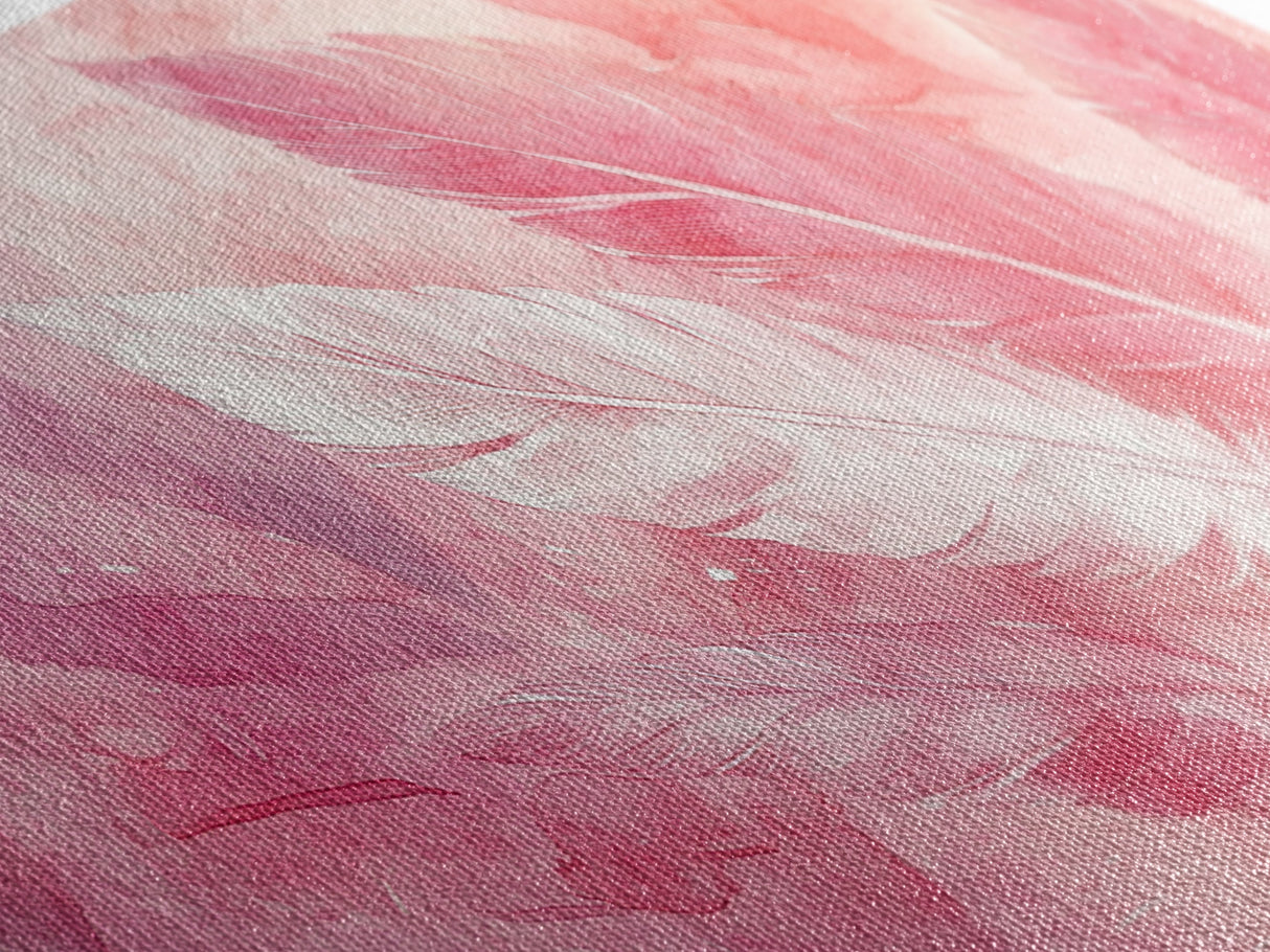 Light Feather Abstract Canvas Print, Pink and Peach Minimalist Art, Cozy Home Wall Decor, Soft Whimsical Style Living Room Artwork