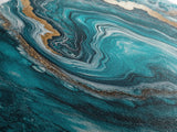 Turquoise Geode-Inspired Canvas Print, Mosaic Wall Art, Teal Wall Art, Abstract Coastal Art, Panoramic Art, Wide Wall Art, Coastal Decor