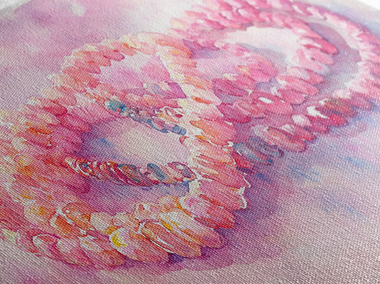 Pink Beaded Necklace Canvas Print | Romantic Jewelry Wall Art | Feminine Framed Canvas Print | Gift Idea for Her | Light Pink Decor