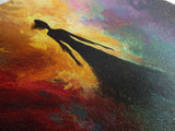 Woman Silhouette Sunset Canvas Print, Goddess Art Print, Romance Painting, Moody Woman Art, Bedroom Art, Fall Art, Vertical Wall Art