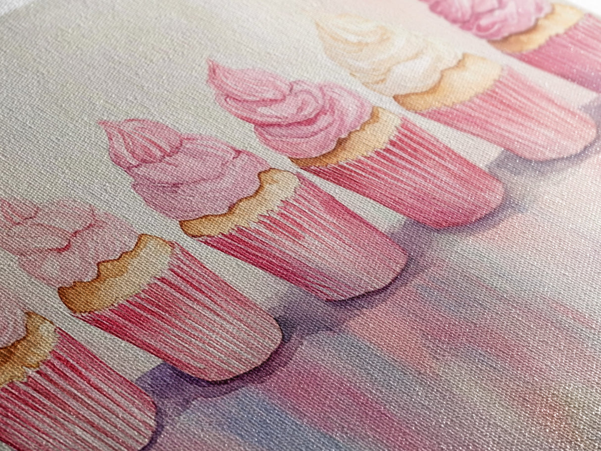 Whimsical Cupcake Canvas Print Pastel Pink Kitchen Art Light Pink Wall Art Food Review Kitchen Decor Gift Idea For Her
