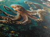 Magnificent Octopus Canvas Print Nautical Wall Art Coastal Decor Rustic Living Room Art Above Couch Art Gift Idea
