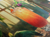 Tropical Sunset Cocktail Canvas Print, Vibrant Kitchen Wall Art, Foodie Home Decor, Botanical Drink Painting, Dining Room Cocktail Art
