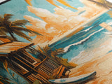 Sunset Surf Shack Canvas Print Nautical Wall Art Coastal Painting Rustic Decor Tropical Landscape Art Extra Wide Art Bedroom Art