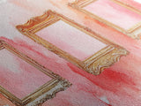 Decorative Frames Painting Canvas Print with Elegant Pink Abstract Background, Long Narrow Wall Art Perfect for Living Room Decor