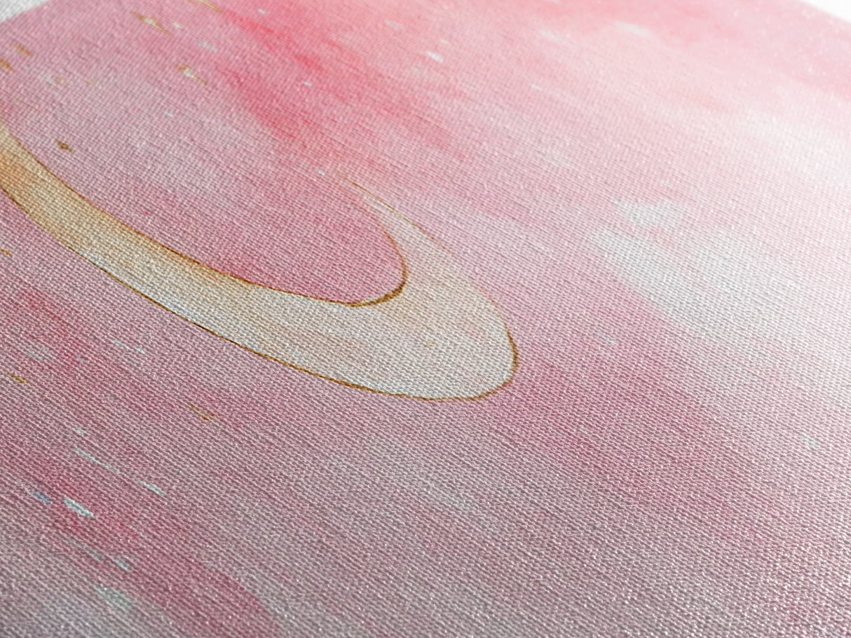 Crescent Moon Canvas Print Light Pink Wall Art Whimsical Night Sky Decor Bedroom Artwork Minimalist Boho Dreamy Gift Idea