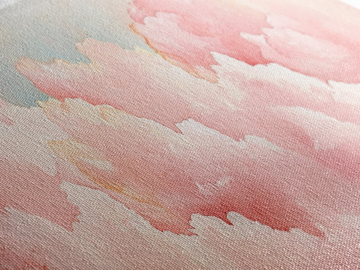Dreamy Pink Clouds Canvas Print, Light Pink Wall Art, Minimalist Sky Art, Bedroom Decor, Soft Pastel Landscape Art, Horizontal Wall Art