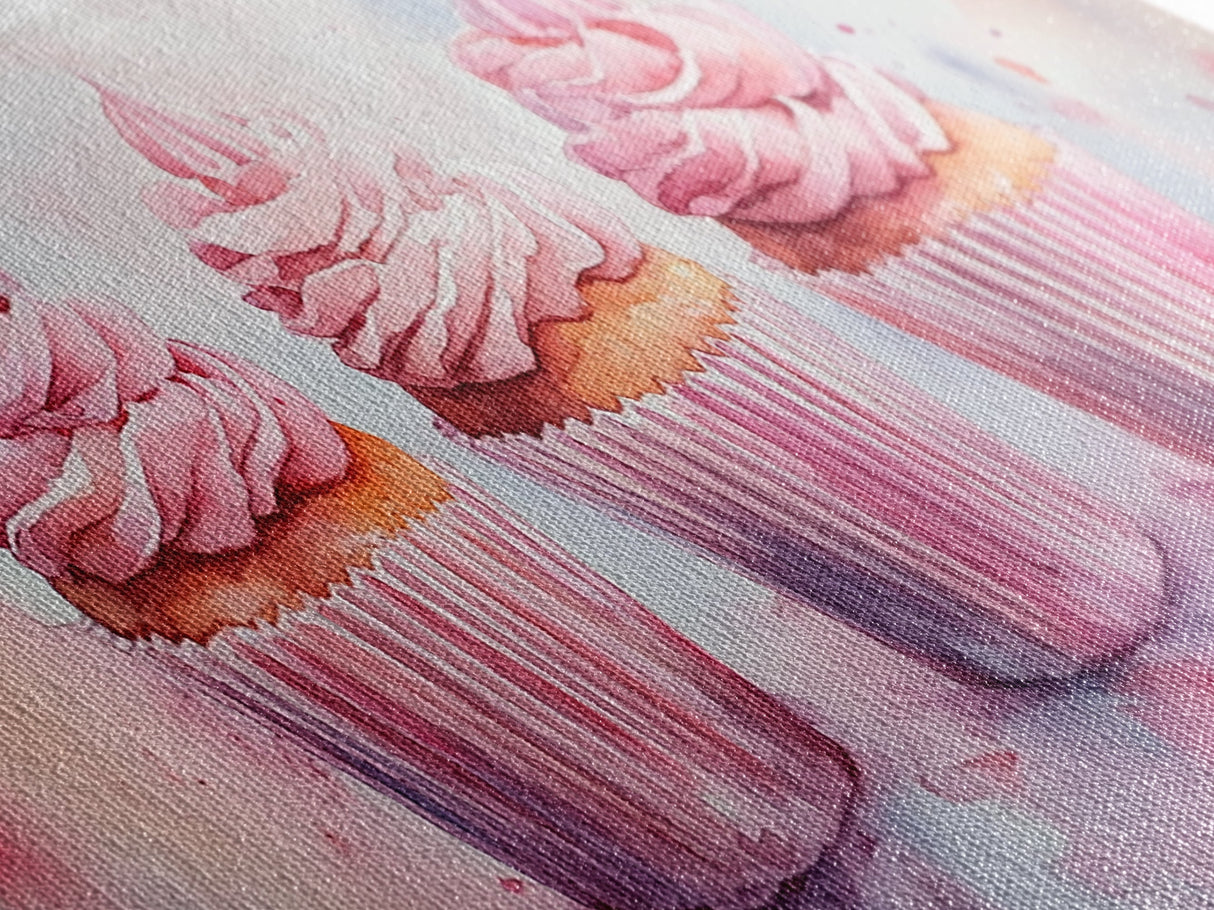 Elegant Cupcakes Canvas Print Horizontal Wall Art Wabi Sabi Art Pink Wall Kitchen Decor Minimalist Bakery Prints