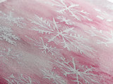 Delicate Snowflake Art Framed Canvas Print Light Pink Wall Art Minimalist Winter Décor Bedroom Living Room Artwork Horizontal Gift