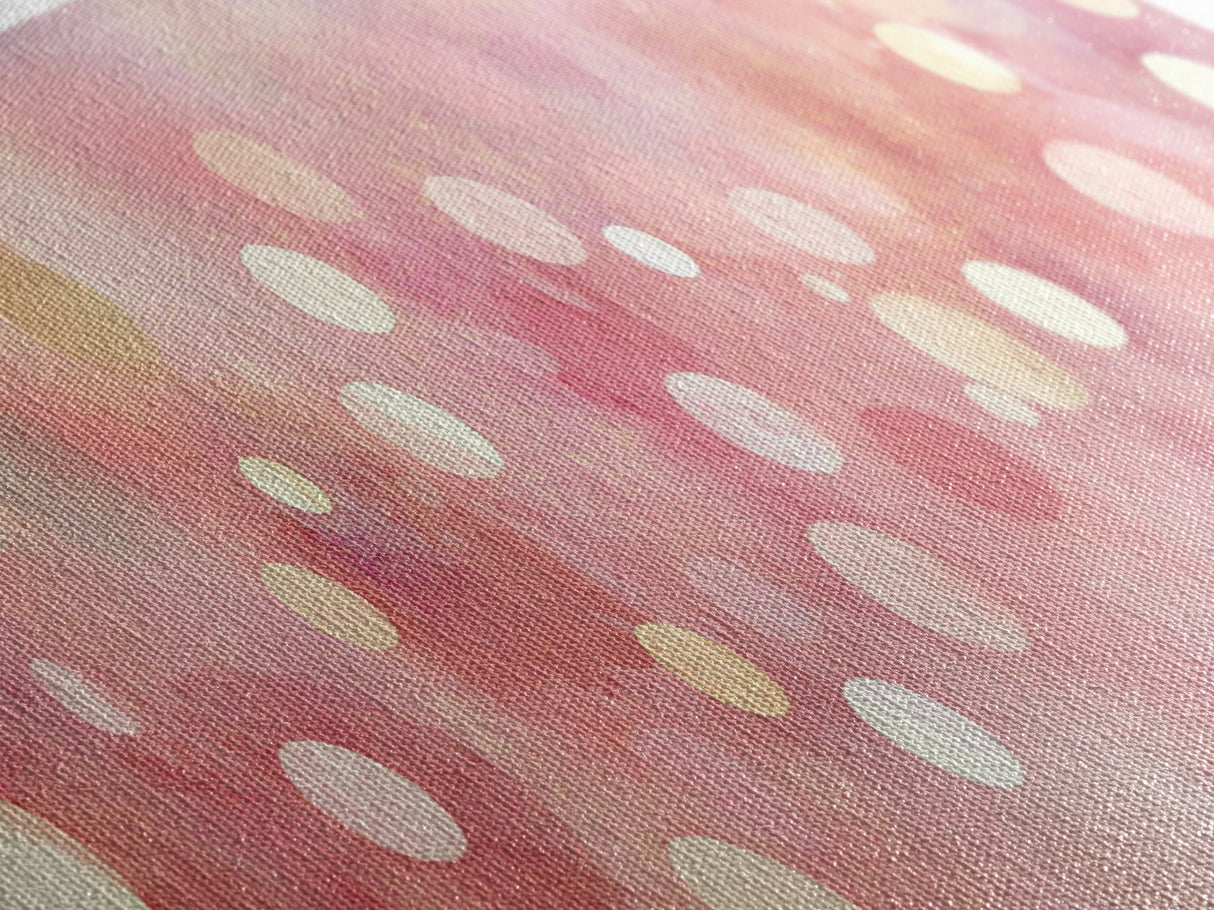 Framed Canvas Print of Light Pink Abstract Art with Geometric Circles Perfect as Dorm Wall Art or Minimalist Bedroom Wall Decor