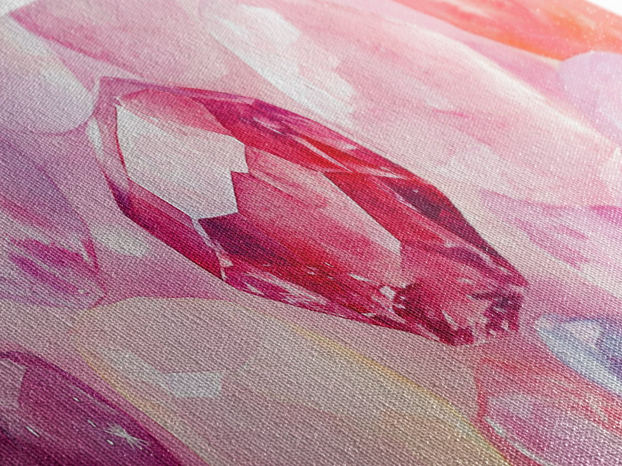Gemstone Art Canvas Print, Pink Wall Art for Dorm, Light Pink Abstract Art, Whimsical Home Decor, Bedroom or Living Room Gift Idea