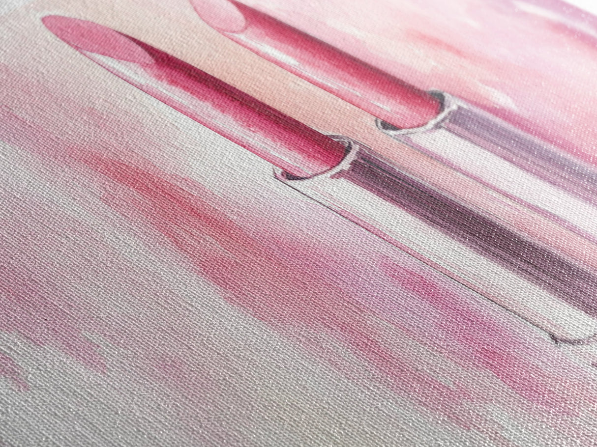 Lipstick Canvas Print, Whimsical Feminine Wall Art, Pink Abstract Makeup-Inspired Art, Bedroom or Beauty Room Gift Idea, Light Pink Decor