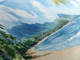 Serene Coastal Landscape Framed Canvas Print - Vibrant Hawaii Art, Nautical Beach Wall Decor, Panoramic Ocean Painting, Living Room Art