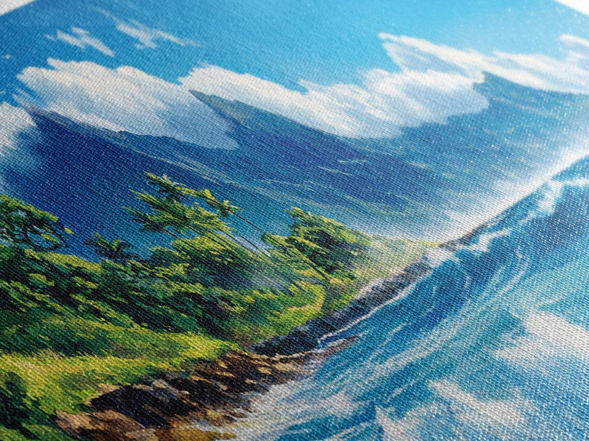 Tropical Paradise Beach Framed Canvas Print - Panoramic Hawaii Coastal Painting, Nautical Wall Art, Ocean View Living Room Wall Decor