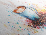 Coffee Cup Watercolor Canvas Print, Food Review Kitchen Art, Whimsical Living Room Wall Art Gift Idea Espresso Decor Design