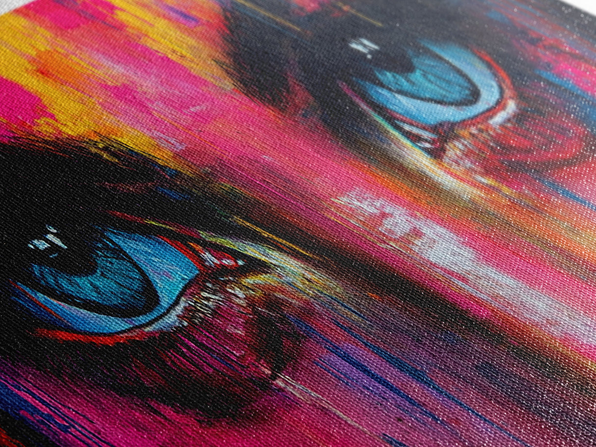 Vibrant Eyes Abstract Canvas Print, Modern Whimsical Wall Art, Colorful Art Gift Idea Bedroom Boho Artistic Expression Decor