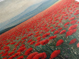 Scenic Poppy Field Framed Canvas Print, Rustic Landscape Painting, Bedroom Art, Farmhouse Wall Decor, Extra Wide Rustic Art