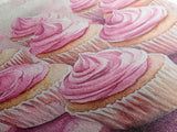 Pink Cupcake Art Canvas Print Kitchen Decor Dessert Illustration Rustic Artwork Food Review Kitchen Art Gift Idea For Her