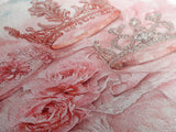 Elegant watercolor crowns and roses painting, framed canvas print, rose painting, goddess art print, chic pink wall art for living room