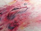 Pink Cat Portrait Canvas Print, Whimsical Art, Feline Wall Art, Light Pink Wall Art, Bedroom Art, Artistic Decor, Gift Idea for Cat Lovers