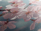 Japanese Sakura Canvas Print | Cherry Blossom Painting Art | Pastel Blue Floral Wall Art Gift Idea | Light Pink Bedroom Art