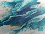 Abstract Teal Ocean Waves Canvas Print Coastal Wall Art Nautical Decor Living Room Accent Unique Gift Idea Zen Artwork