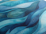 Flowing Blue Waves Canvas Print Modern Coastal Art Abstract Zen Decor Nautical Wall Gift Idea Bedroom Calm Artwork Design