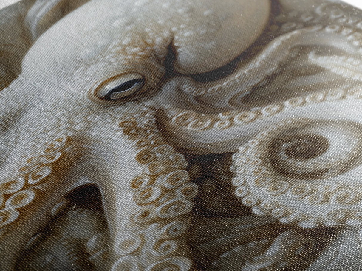 Octopus Art Framed Canvas Print with Intricate Nautical Decor and Ocean-Inspired Details, Rustic Coastal Wall Art Perfect Gift Idea