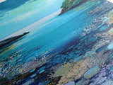 Underwater View, nautical painting, seascape painting, coral reef painting, blue and green wall art, Framed Canvas Print