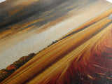 Autumn Fields, Stormy Sky, Golden Wheat, Canvas Print, barn landscape oil painting, farmhouse art, rustic wall art, fall decor