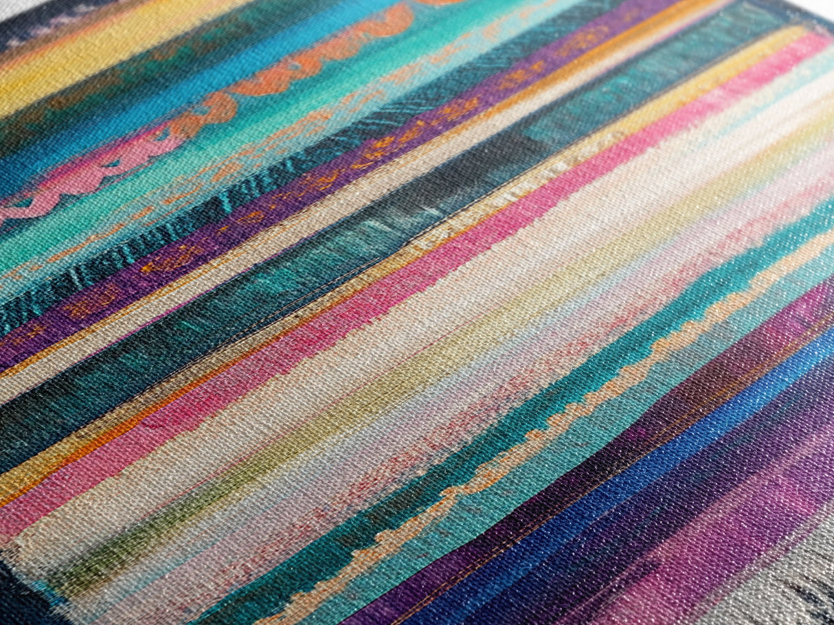 Textile Abstract, Colorful Patterns, Woven Design, Framed Canvas Print, Moroccan wall art, geometric wall art, boho art, vibrant art