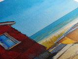 Beach house, Nantucket painting, coastal landscape art, framed canvas print, nautical decor, seascape painting, farmhouse art