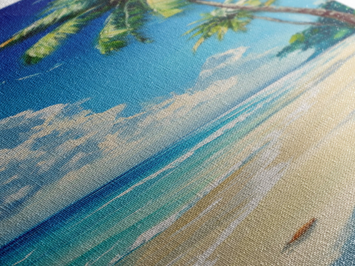 Palm Tree Beach, tropical decor, coastal cowgirl wall art, Hawaii art, framed canvas print, nautical painting, summer gift idea
