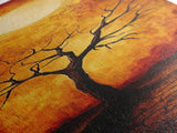 Sunset Tree, moody art, wabi sabi art, pine tree art, autumn painting, framed canvas print, dark romance painting