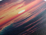 Tropical Sunset, Palm Trees, Ocean Waves, Framed Canvas Print, Coastal Painting, Nautical Decor, Extra Wide Art, Panoramic Art