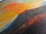 Erupting Volcano, landscape painting, moody art, fiery art, dramatic wall art, southwest wall art, framed canvas print, rustic decor