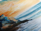 Sunset Cliff, coastal painting, framed canvas print, nautical wall art, seascape painting, landscape painting, ocean art, wall decor