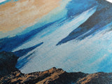 River, Canyon, Canvas Print, blue and green wall art, landscape painting, horizon painting gray white, nature art, above couch art, gift idea